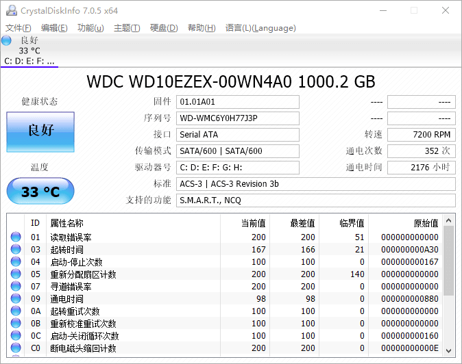 CrystalDiskInfo 绿色便携版v7.0.5